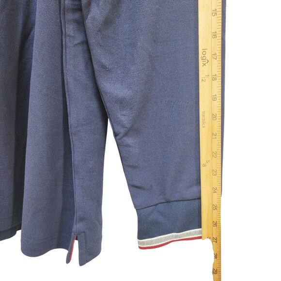 Veboon Mens Size 2XL Long Sleeve Polo Shirt Dynamic Flex Navy Blue - Picture 4 of 7